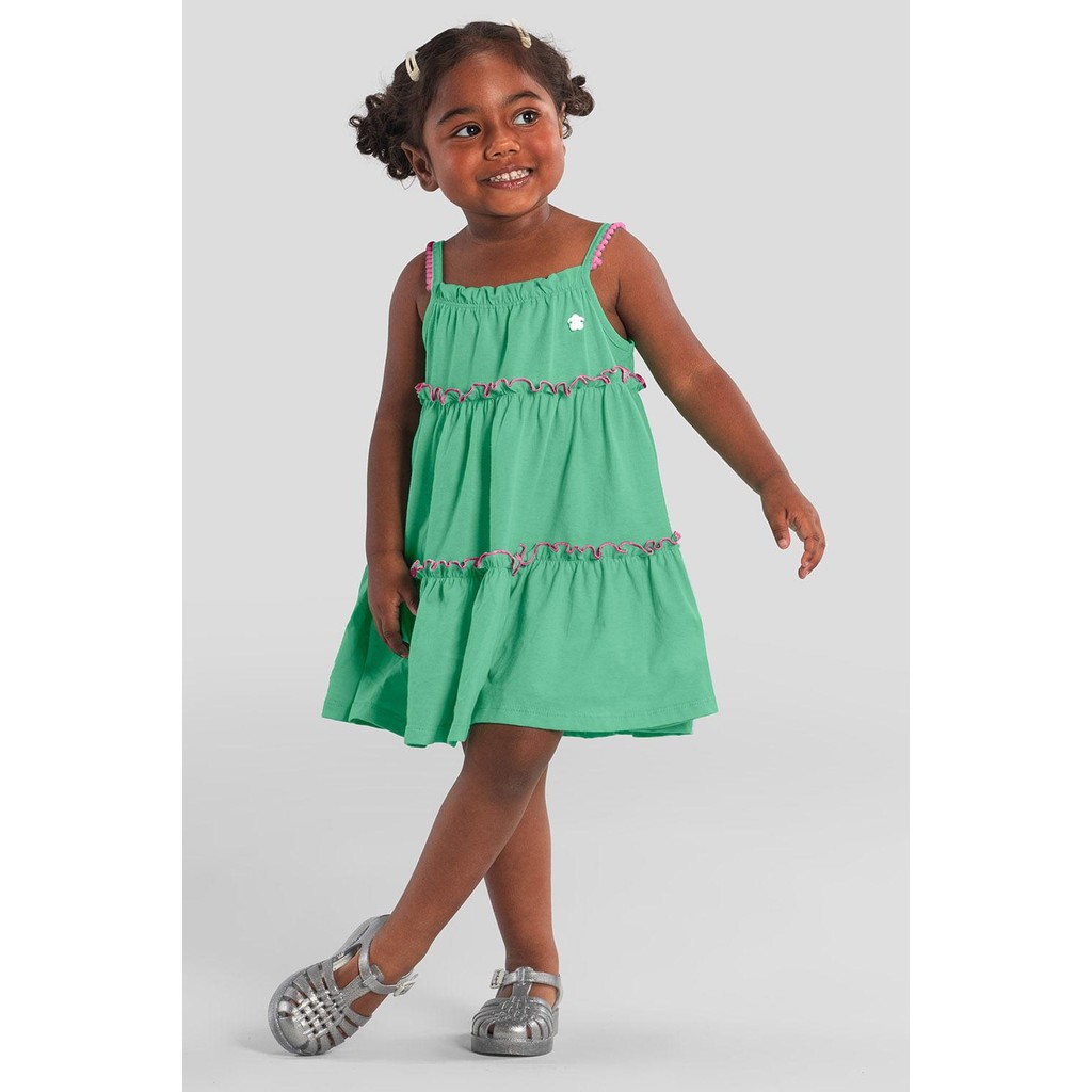 Vestido infantil menina com pompom Brandili