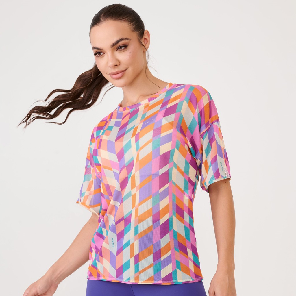 Blusão de Tule Estampa Joyful Com Fita de Silicone