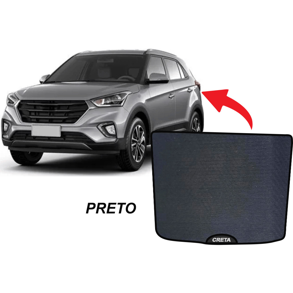 Tapete Porta Malas Hyundai Creta 2017 a 2021 Emborrachado Sob Medida Preto