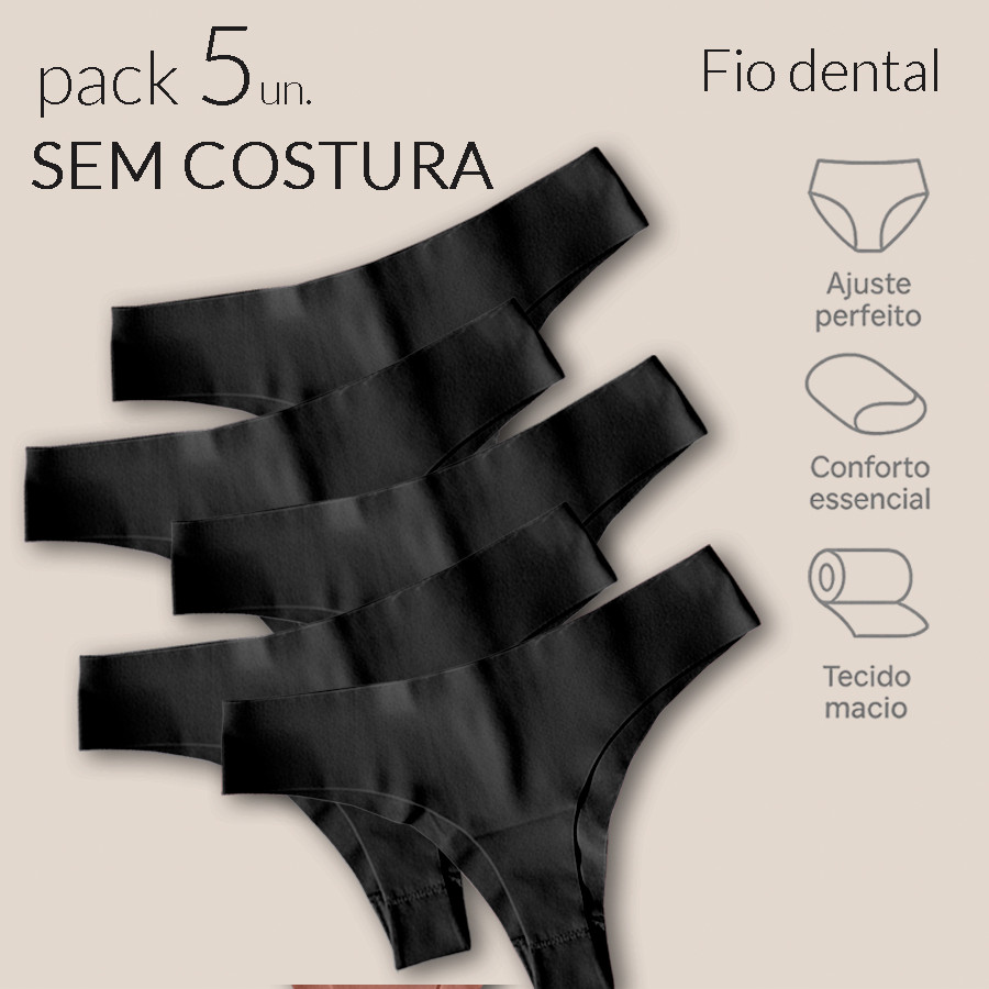 Kit 5 Calcinha Sem Costura Fio Dental Corte a Laser Não Marca