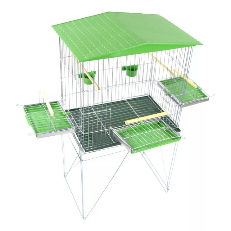 Viveiro DOBRÁVEL TRIPLEX Gaiola para Calopsitas Aves Mansas Maritaca Papagaio Teto luxo