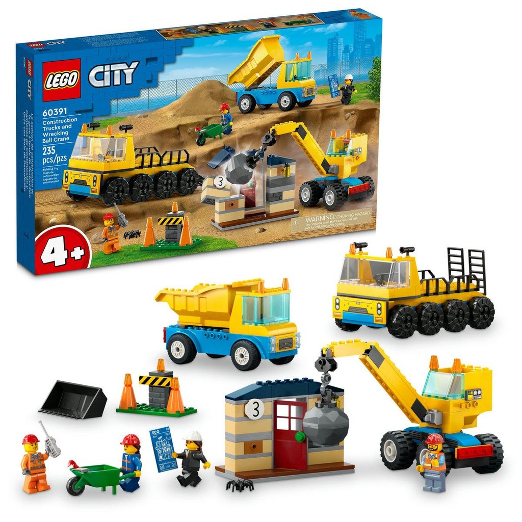 LEGO® City: Caminhões de Construção e Guindaste com Bola de Demolição - #60391 (235 Peças)