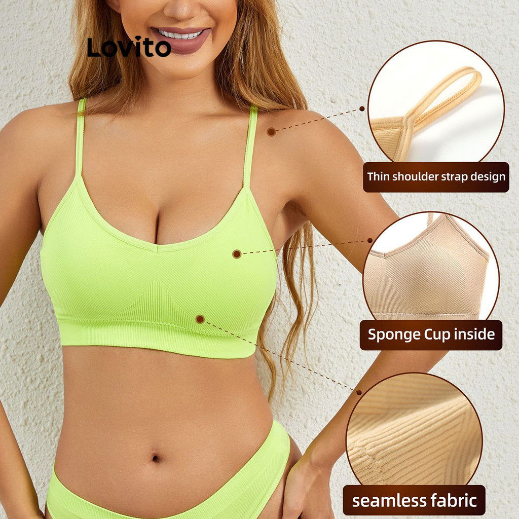 Detalhes do Lovito Top Esportivo Feminino Sem Costas Liso LNL45088