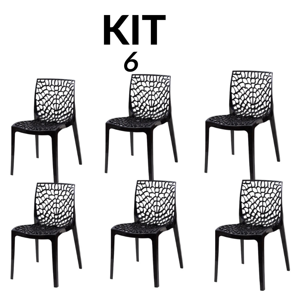 Kit 6 Cadeiras Gruvyer Pretas Para Sala De Jantar e Área Gourmet em Oferta na Shopee