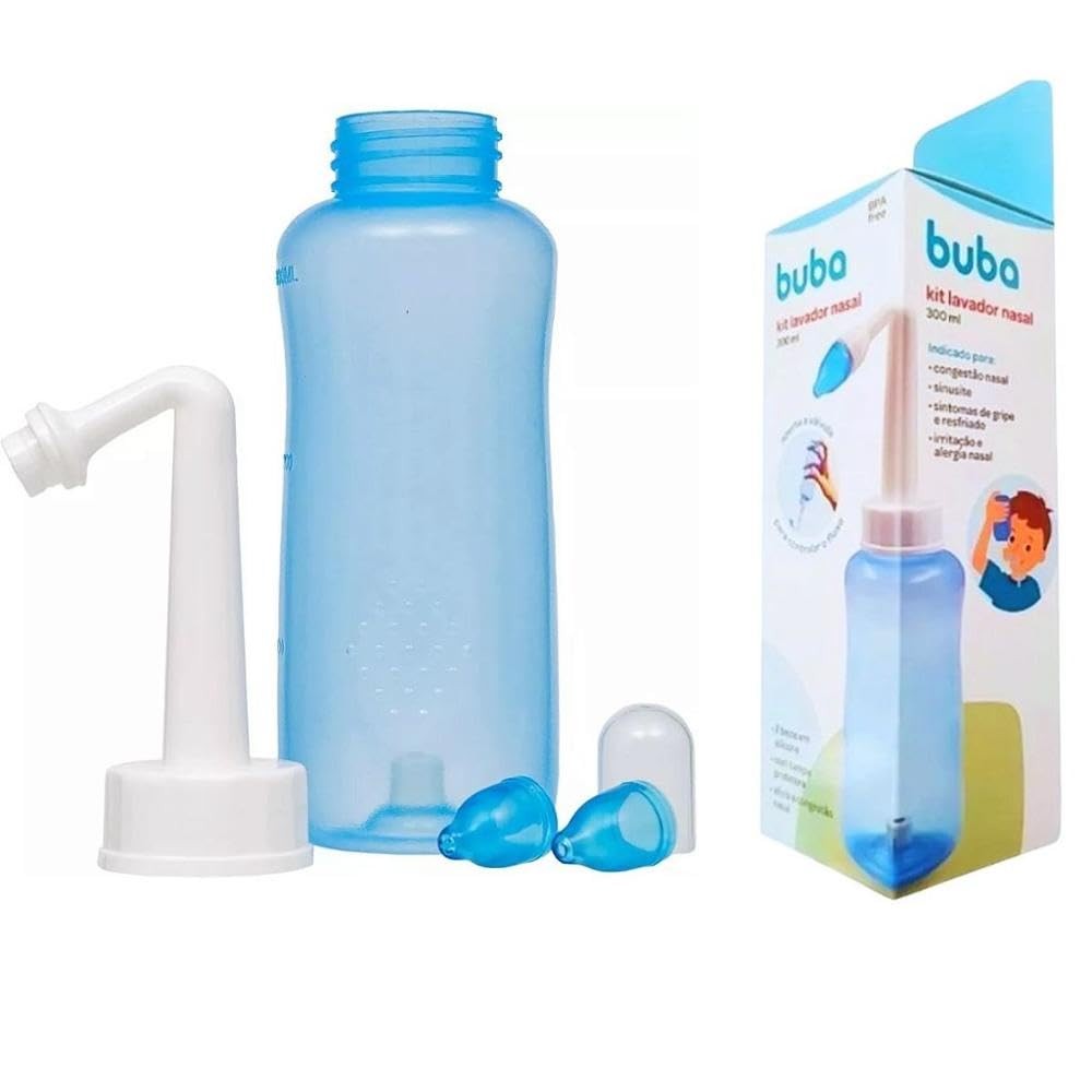 Kit Lavador Nasal Manual Bico de Silicone Macio 300ml Buba