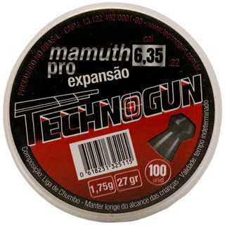 Chumbinho Technogun Mamuth Pro Expansão 6.35mm (.25) - 100un em Oferta na Shopee
