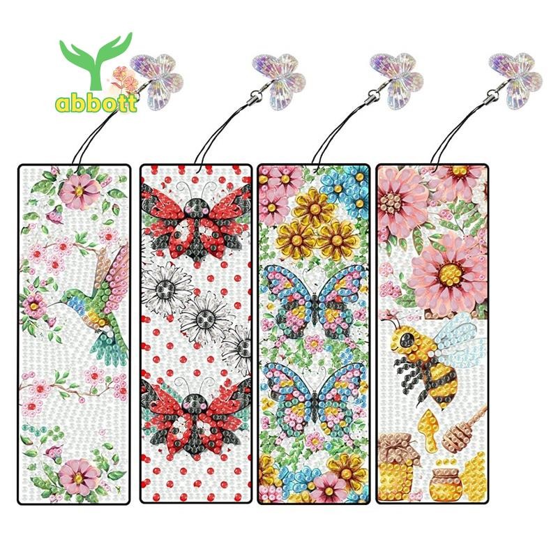 🌺4 Pçs Marcadores De Arte Diamante-Kits De Acrílico Para Mulheres-Primavera Flor Borboleta DIY Marcador