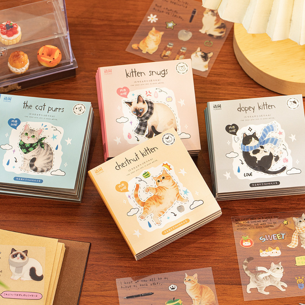 20 Folhas 500 + Pçs Gatos Adesivo Livro Bonito Gato Adesivos Para DIY Decoração Diário Planejadores Portátil Scrapbookin — imagem 2 de 2