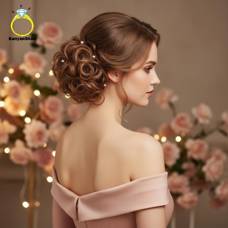 [BANY] Sintético Elegante Bagunçado Encaracolado Elástico De Borracha Coque De Cabelo Fofo Adequado Tousled Peruca Elást