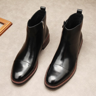 Botas com zíper Chelsea botas masculinas botas curtas britânicas de três articulações botas masculinas de couro de alta 