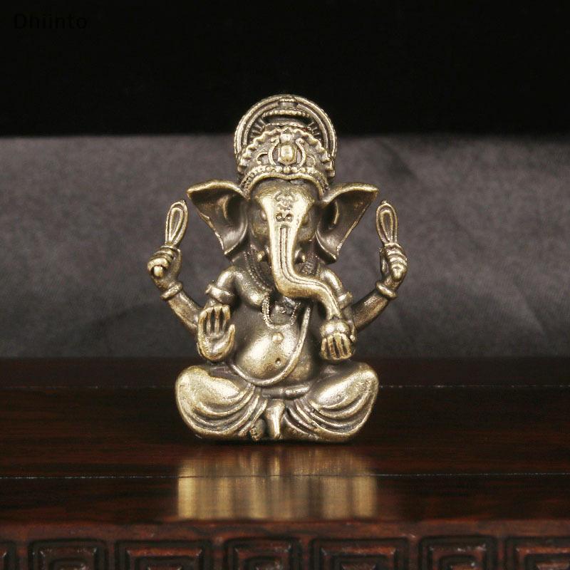 [Dhiint] Vintage Latão Elefante Tailandês Deus Ornamento De Mesa Tronco De Da Riqueza Escultura Em Bronze Coleção De Art
