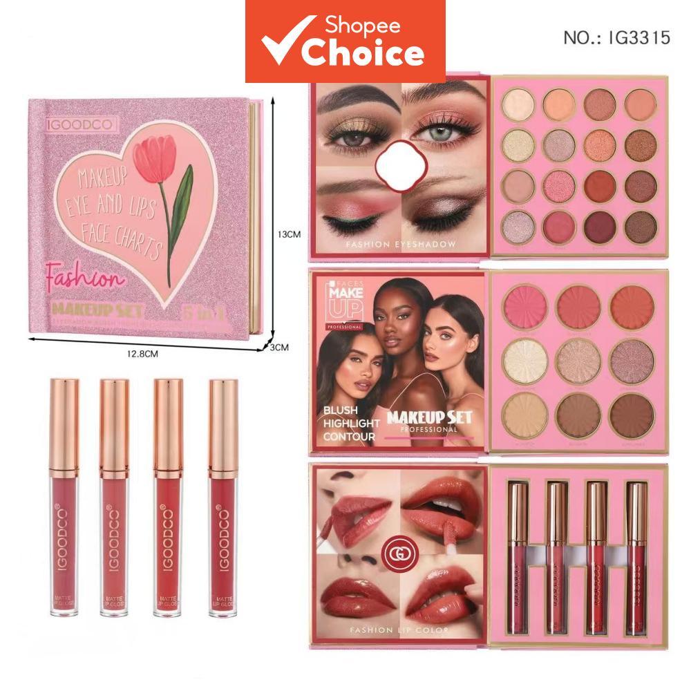 3 Páginas de Paleta de Maquiagem Beleza Padrão – 29 Tonalidades para Olhos, Contorno, Brilho Labial, Bochechas & Glow,