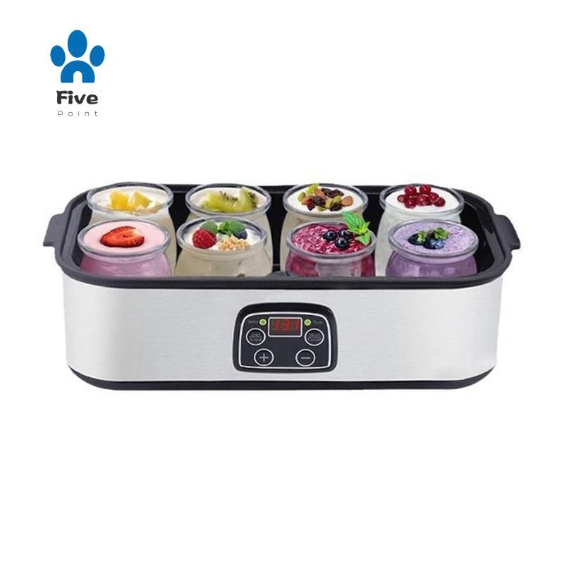 Fabricante Automático De Iogurte Com 8 Potes De Vidro , Máquina Elétrica Temperatura Ajustável E Controle De Tempo , Plu