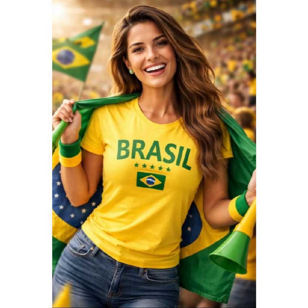 Camiseta unisex, Seleção Brasileira, 100% algodão
