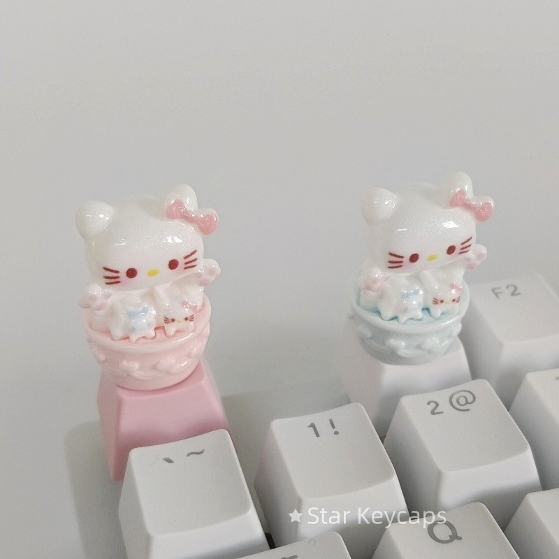 3D Cute Pink KT Keycaps Para Teclado Mecânico Cherry MX Switch DIY Tampa De Chave Personalizada Presente