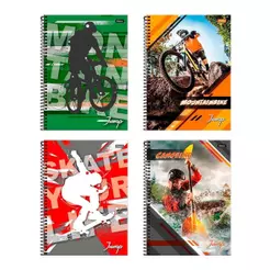 Caderno Espiral Foroni Universitário Capa Dura Jump 1 Matéria 96 Folhas - Embalagem com 4 Unidades