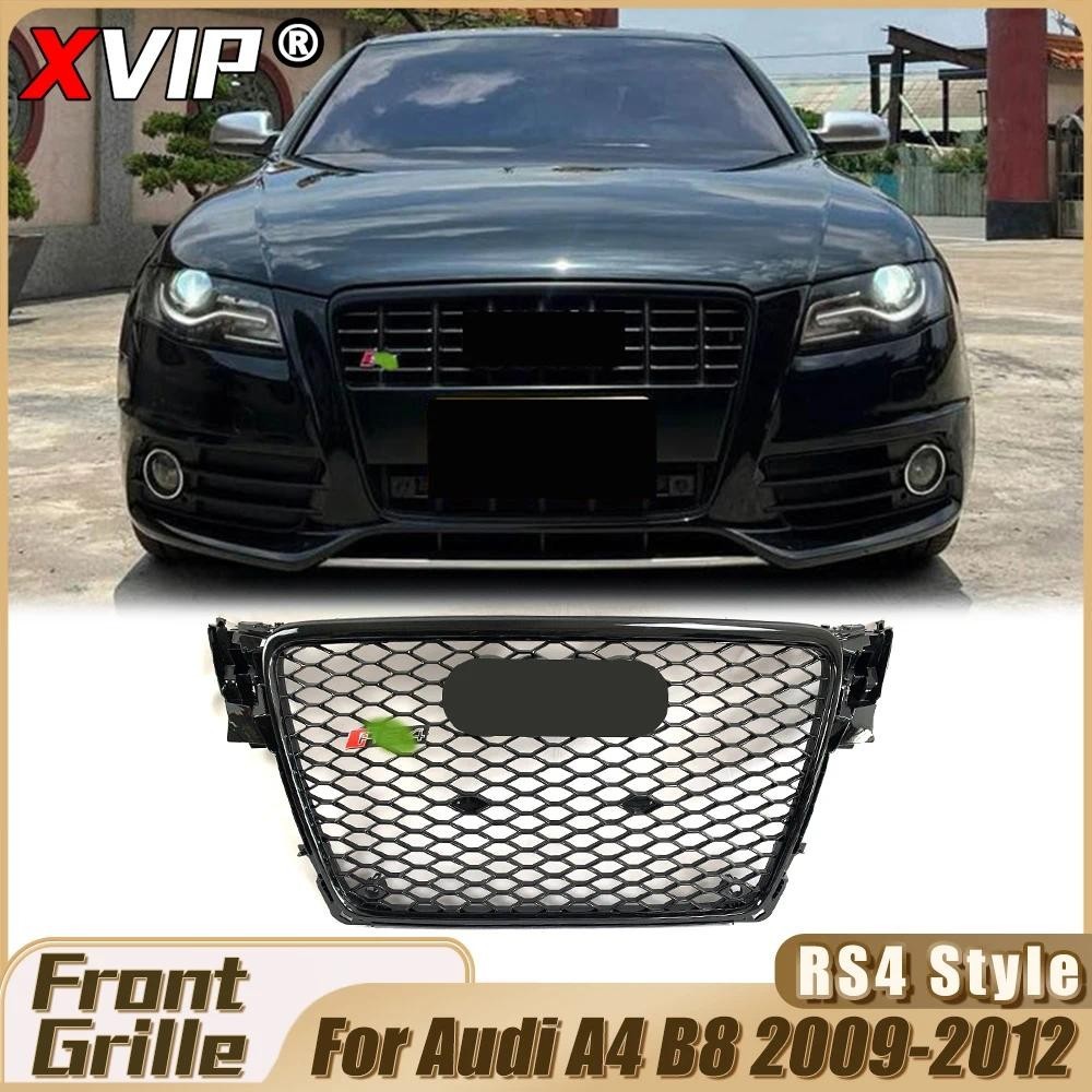 XVIP Grade De Corrida Estilo RS4 Cromada Com Anel Cromado Para Audi 2009-2012 A4/A4 Avant/S4 B8 Preto Brilhante S4 Malha