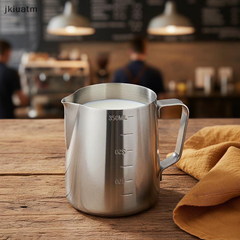 [jkiuatm] Jarra De Espuma De Aço Inoxidável De Qualidade Alimentar À Prova De Ferrugem 350ml/600ml Para Casa Barista Esp