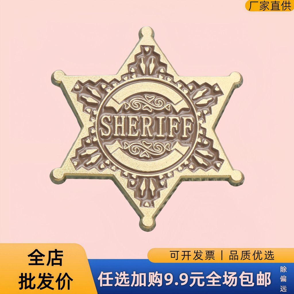 Broche de liga metálica retrô americano, estrela hexagonal, broche de moda estilo cowboy, acessório de decoração para la
