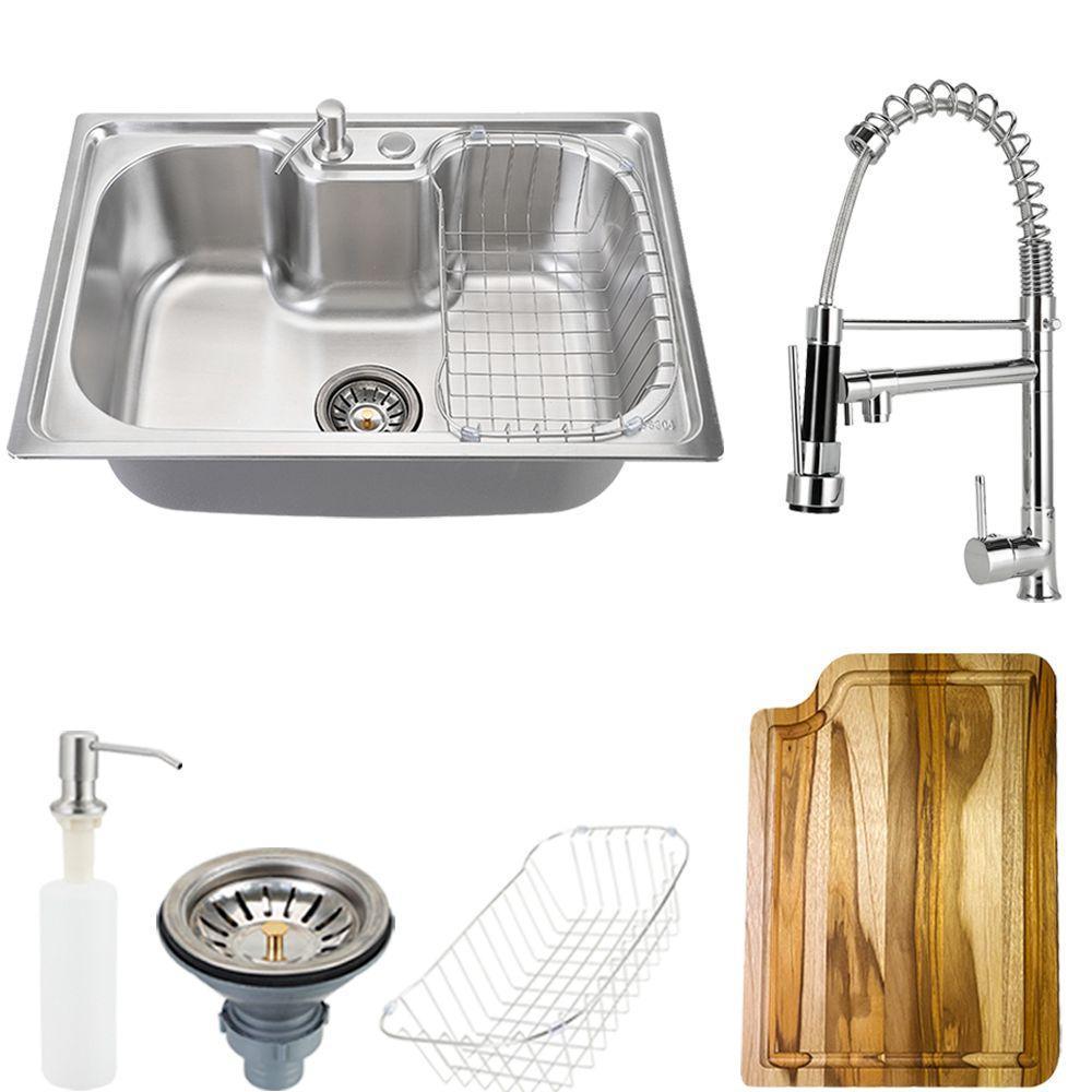 Kit Cuba p/ Cozinha Inox com Acessórios e Tábua Carajás e Torneira Gourmet Monocomando Munim Pingoo