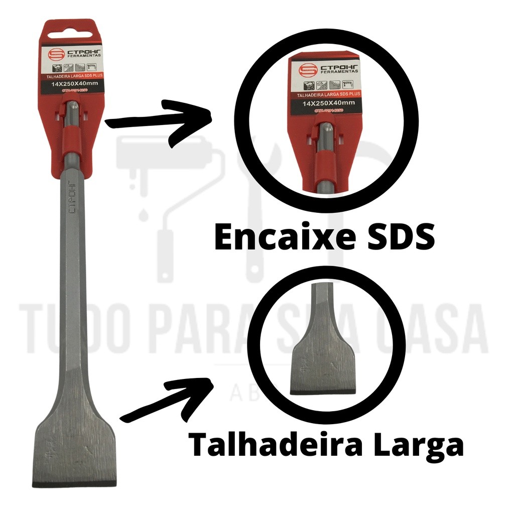 Talhadeira encaixe SDS Plus 14x250x40mm Talhadeira Larga