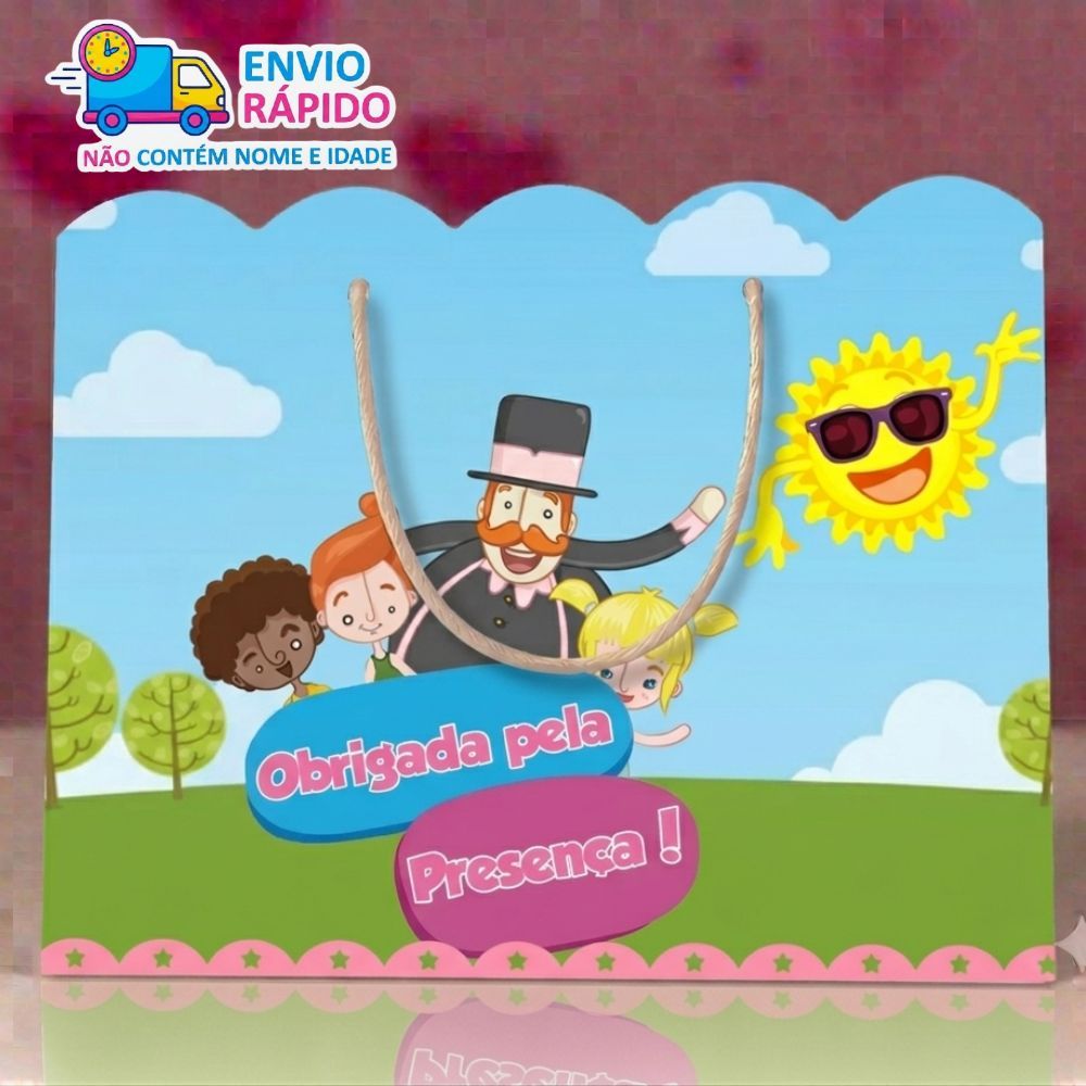 Kit Sacolinha Personalizada Mundo Bita Menina (20x15x7cm) Lembrancinhas de Aniversário - PEGUE E MONTE