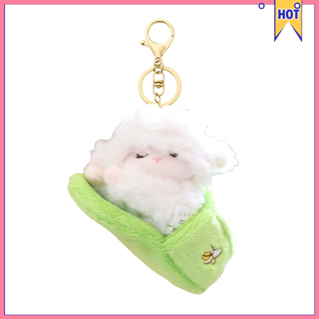 Adorable Plush Lamb Keychain – Soft Cute Sheep Stuffed Pendant for Bag Backpack Car Cartoon Slipper Position Charm Per