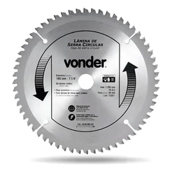 Serra Circular com Vídea para Alumínio 185mm 60 Dentes Profissional Vonder