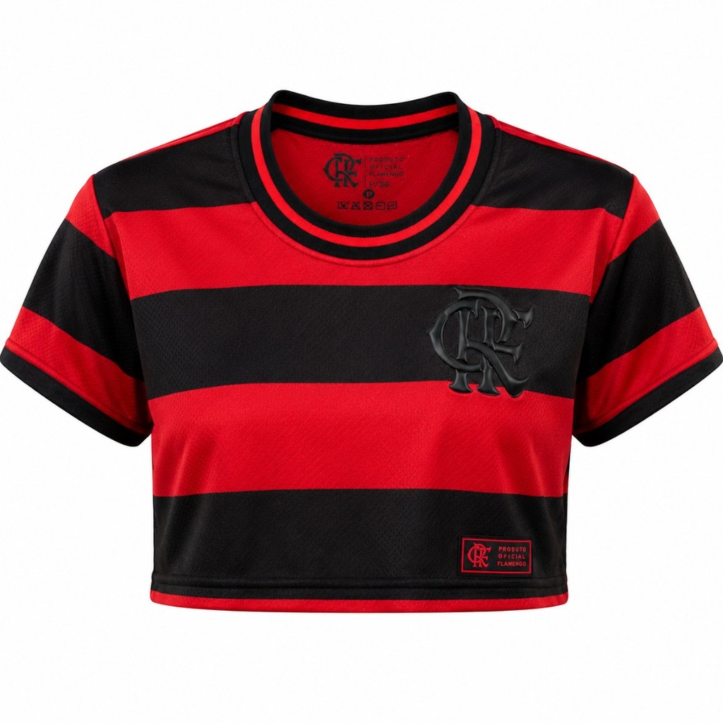 Camisa Cropped Flamengo Feminina Rubro Negro Dry Oficial