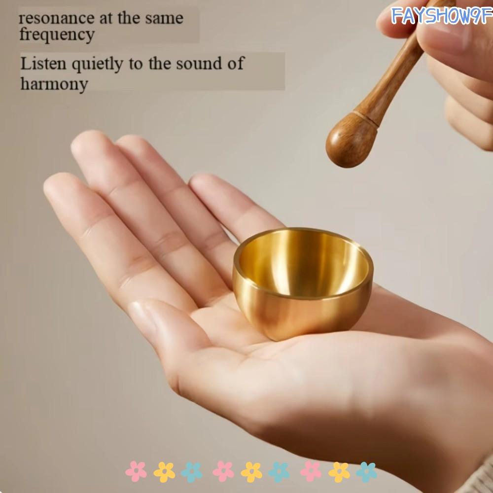 FAYSHOW Mini Tigela De Canto De Latão , Som De Meditação De Cobre Com Design De Terapia Manual , Malho