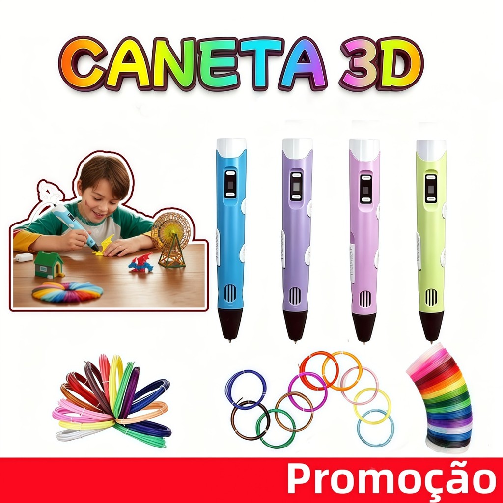 Caneta 3D para DIY e Desenho | Acompanha Filamento PLA, Perfeita para Presentes de Aniversário Infantil