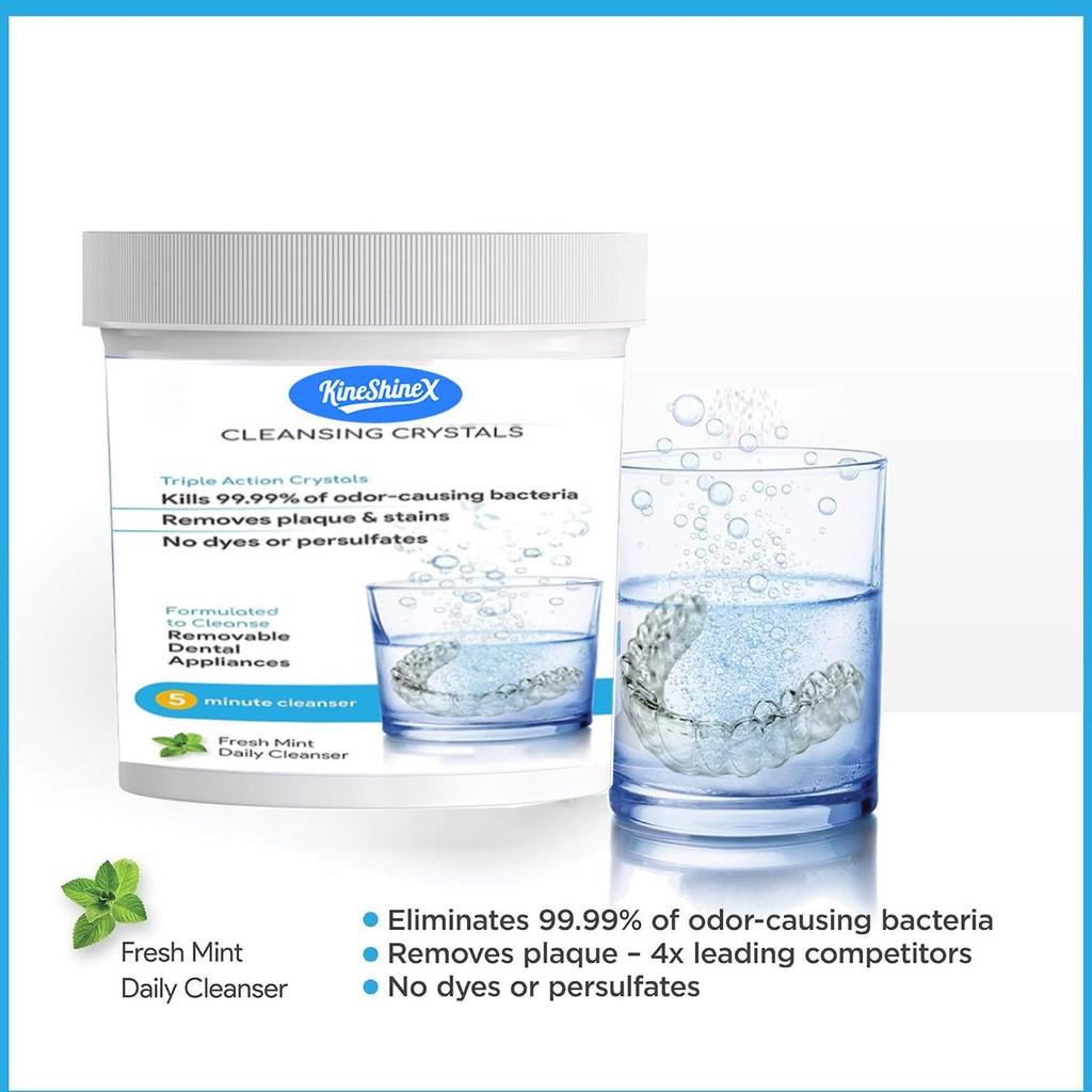 Cristais De Limpeza De Retentores | Limpador De Invisalign E Dentaduras Sem Persulfatos Ou Corantes Mata 99.99 % De Bact