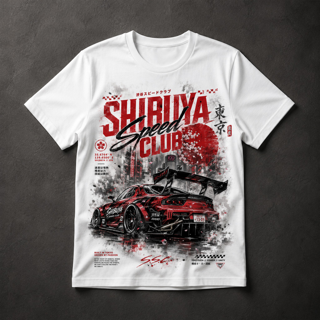 Camiseta Masculina Shibuya Speed Club Carro Tuning Japão