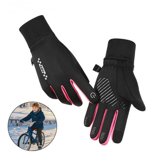 Luvas infantis de inverno com forro de lã, quentes e à prova de frio, compatíveis com tela sensível ao toque, antiderrap