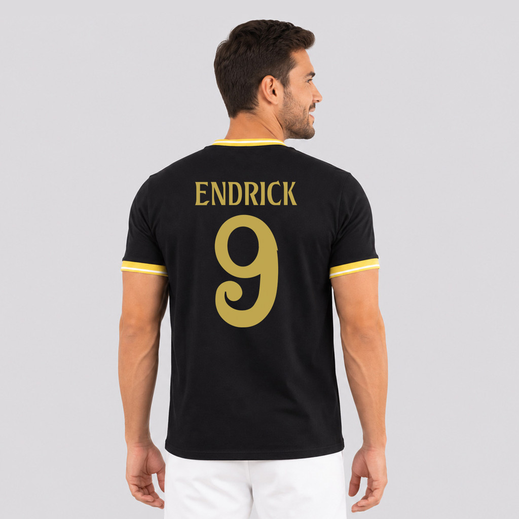 Camisa Real Madrid Dorado Preta 9 Endrick