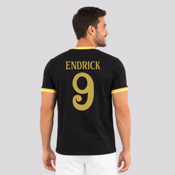 Camisa Real Madrid Dorado Preta 9 Endrick