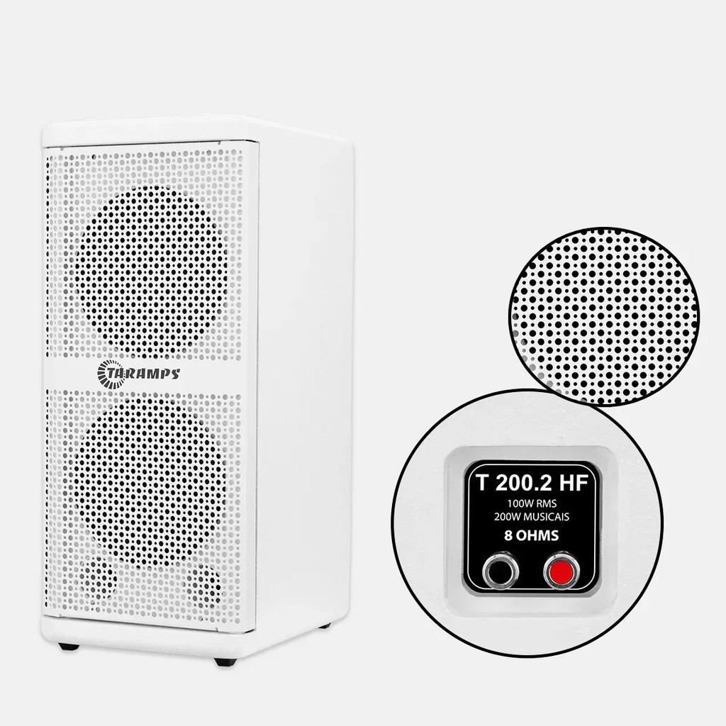 Caixa Acústica Taramps T 200.2 HF 8 Ohms 100W RMS 2x4 Polegadas Branca