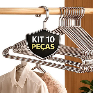 Kit 10 Cabide Tintureiro Metal Aco Cromado Adulto Resistente Atacado