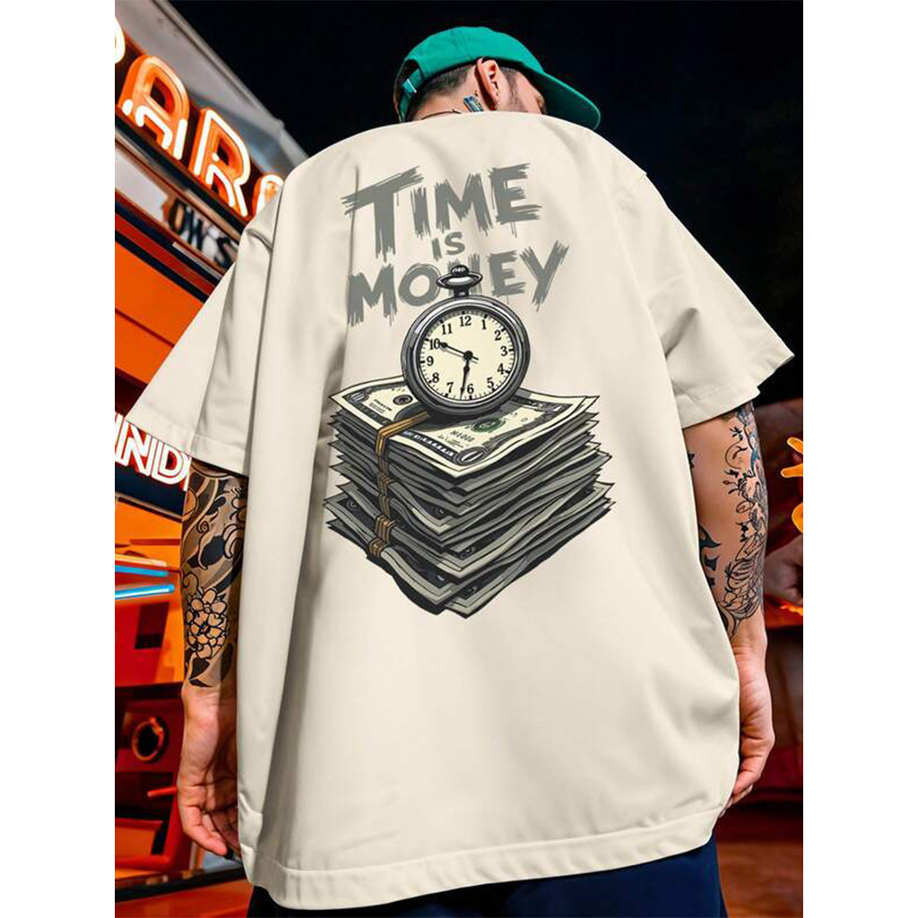 Camiseta Masculina Time Is Money - Camisa Streetwear Unissex 100% Algodão Plus Size