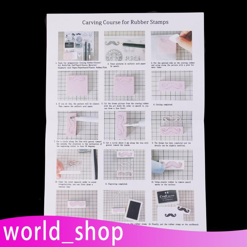 [World_shop] Blesiya Carimbo De Borracha Ferramentas De Escultura DIY Com Tapete De Corte De Almofada De Tinta