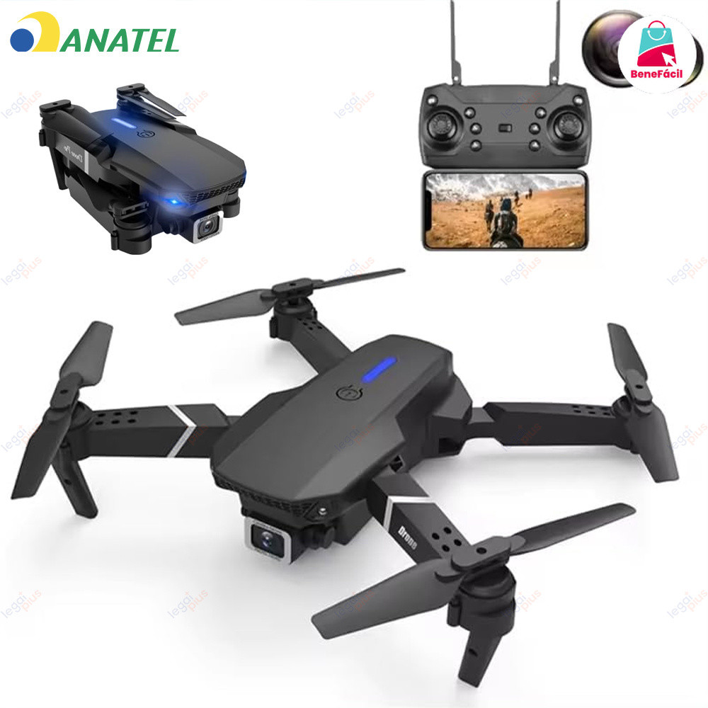 Drone E88 Profissional Câmera 4K HD Lente Ampla Quadricóptero RC FPV Fotografia Aérea