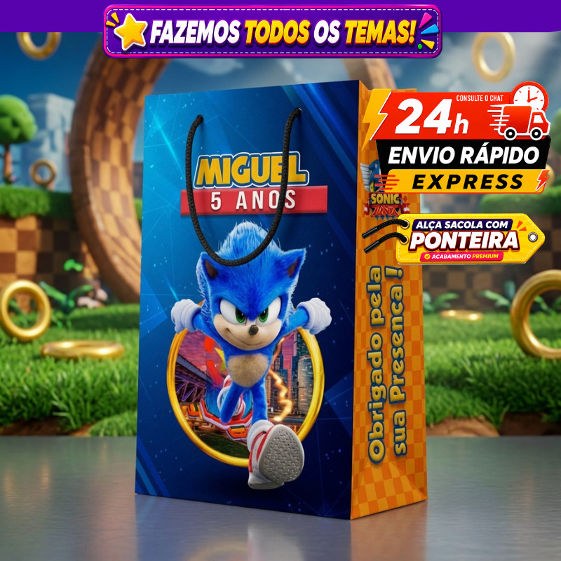 🛍️ Sacolinhas Surpresa Sonic Personalizada Lembrancinha de Aniversário Festa Infantil