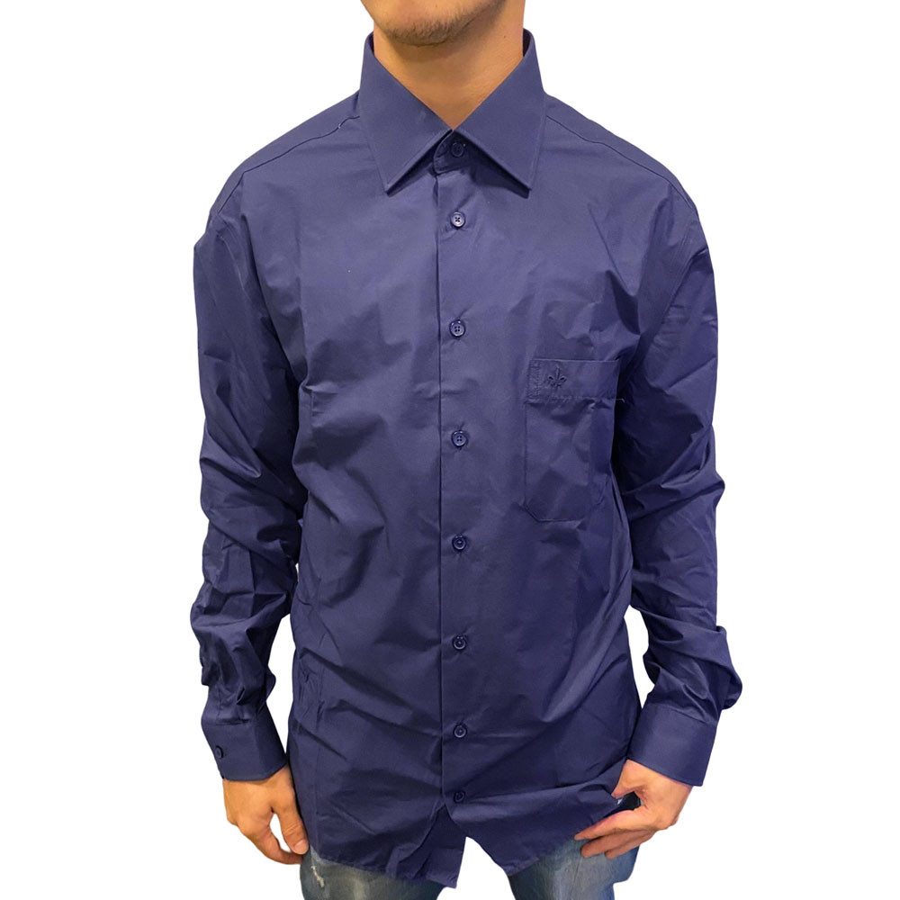 Camisa Masculina Dudalina Tricoline Azul