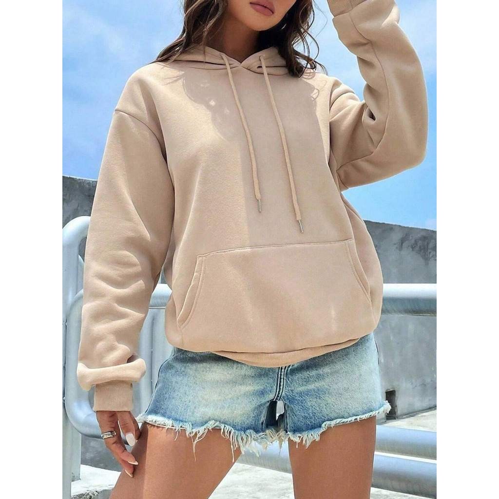 Blusa Moletom Feminino Canguru Com Capuz Liso Blusa de Frio Casaco Blusao Inverno Premium em Oferta na Shopee