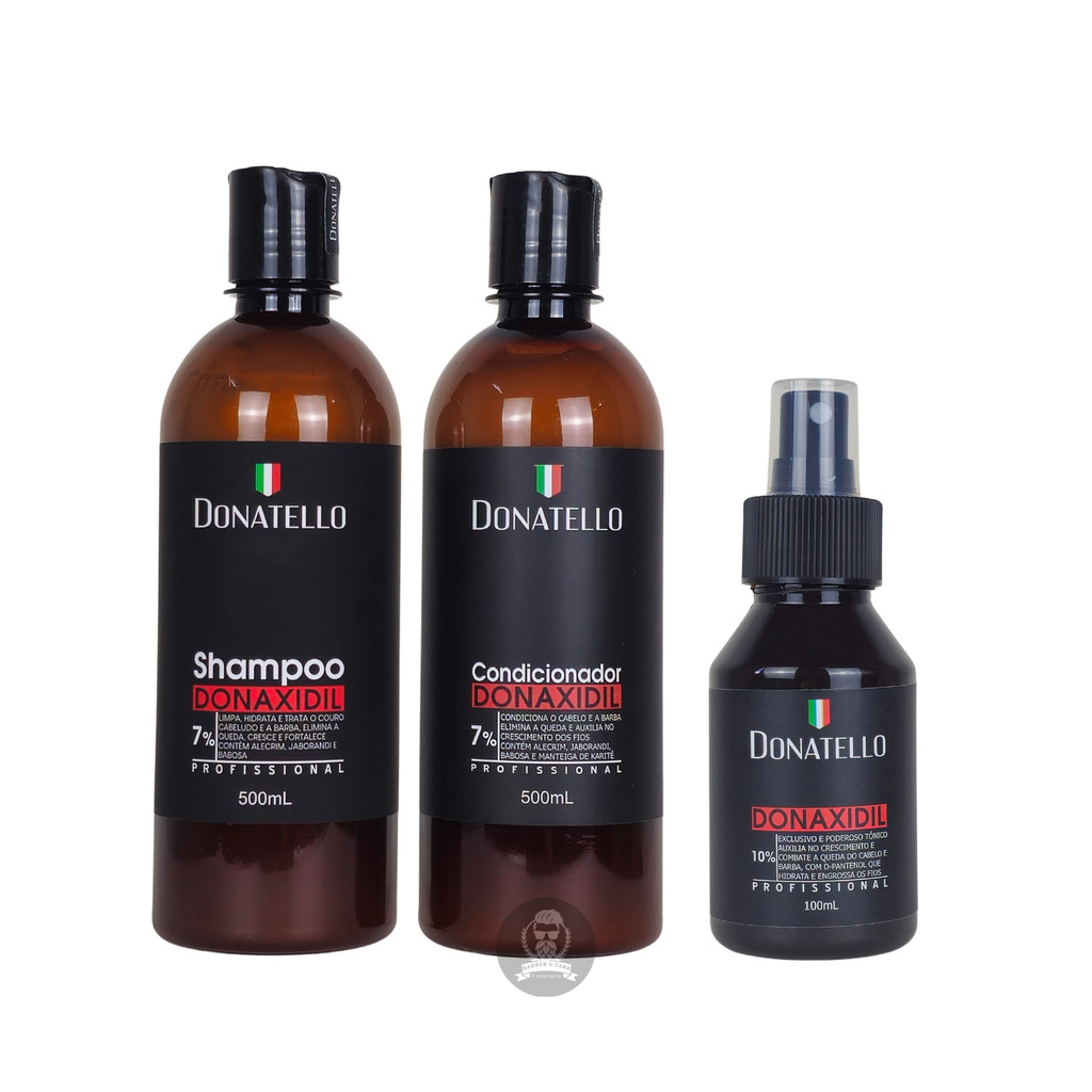 Donaxidil Donatello Kit Shampoo + Condicionador + Tônico | Cresce e Fortalece Cabelo e Barba
