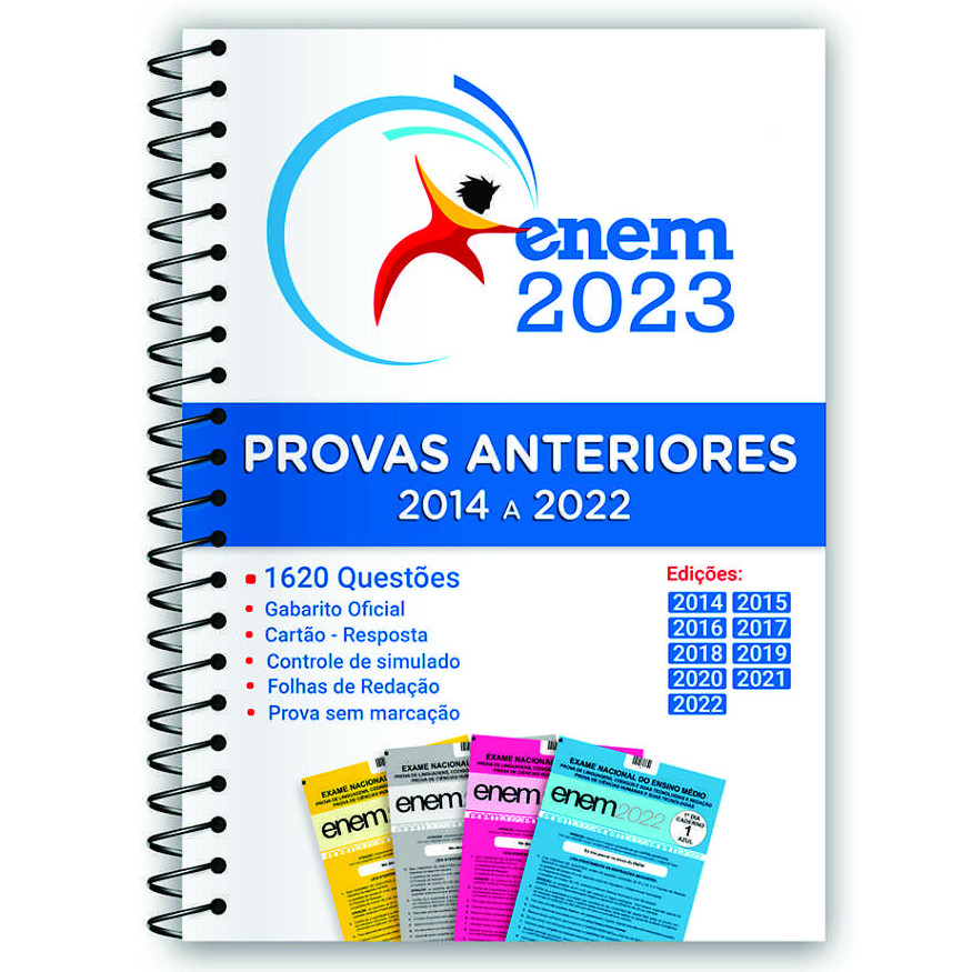 Apostila ENEM 2023 Com 9 Anos de Provas (2014 a 2022) + Gabaritos + Folhas de Redação + Cartão-Resposta