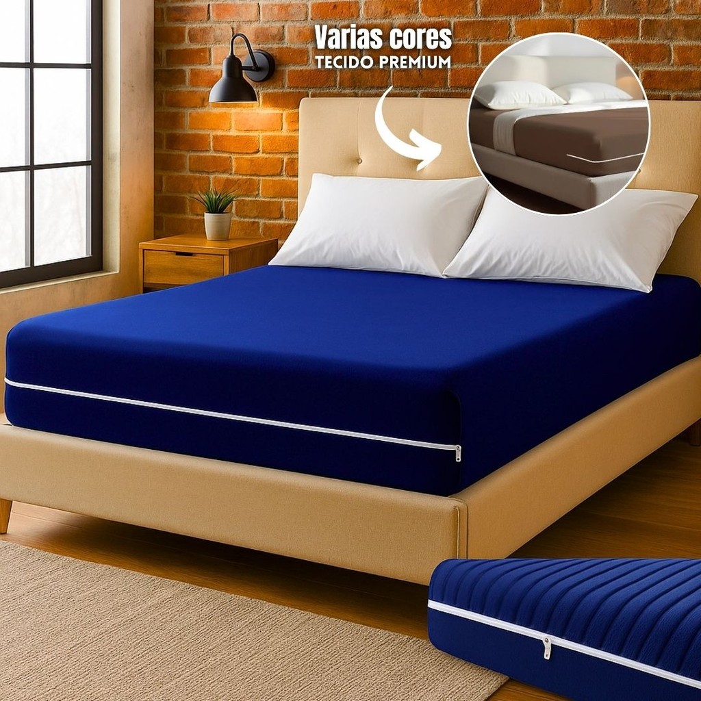 Capa De Colchão Solteiro Casal Queen King Malha Gel Poliéster Zíper Resistente Toque Macio Antialérgica Fácil De Lavar em Oferta na Shopee