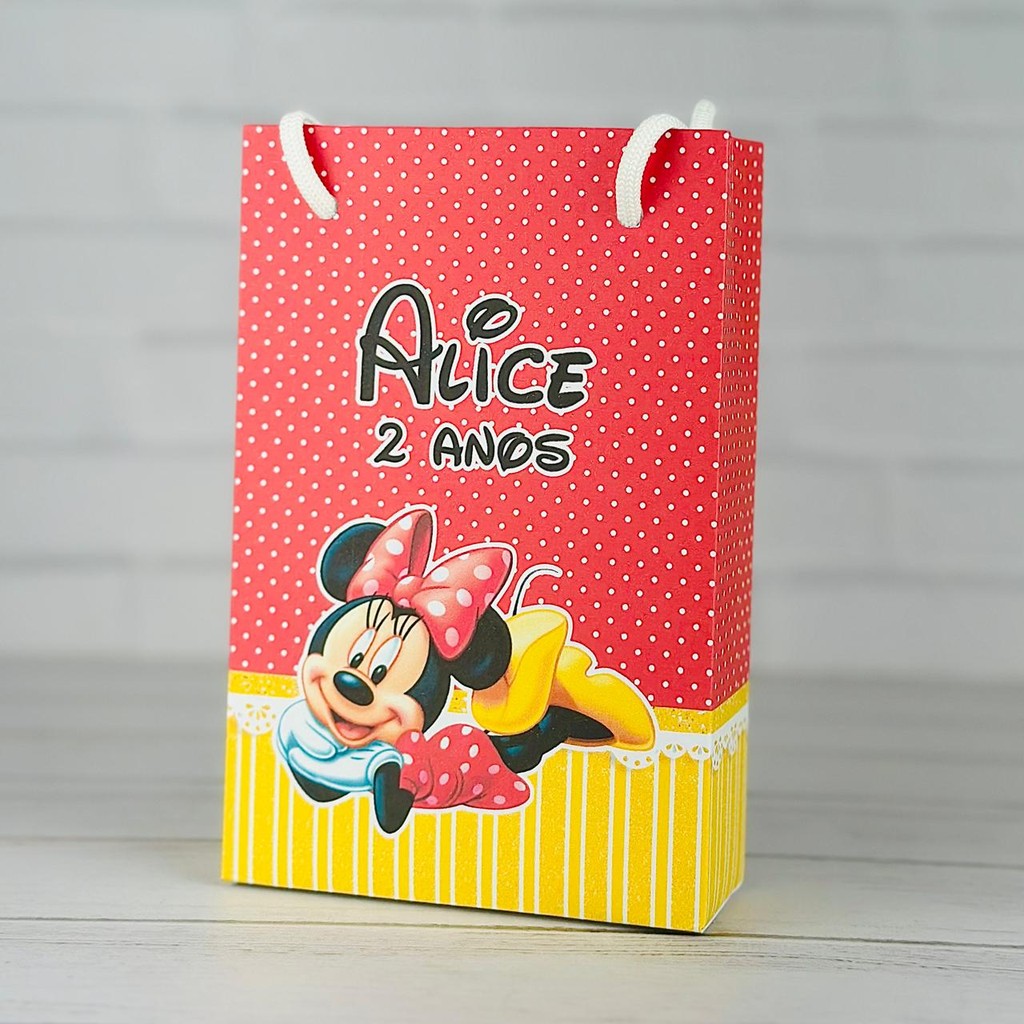 Sacolinha Minnie Vermelha | Personalizada Com Nome |  Festa Aniversário Lembrancinhas Personalizados Sacola de Doces