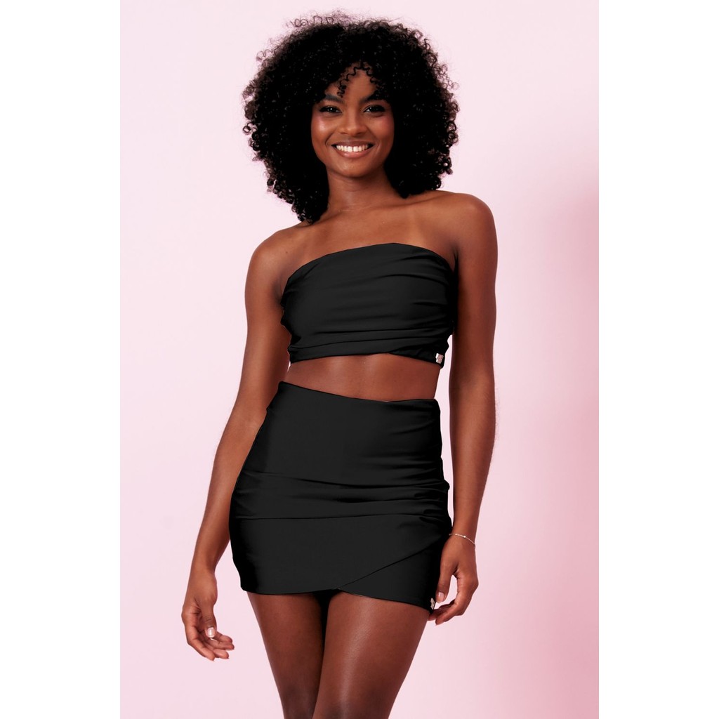 Conjunto Feminino Drapeado Up Glam Planet Girls Preto