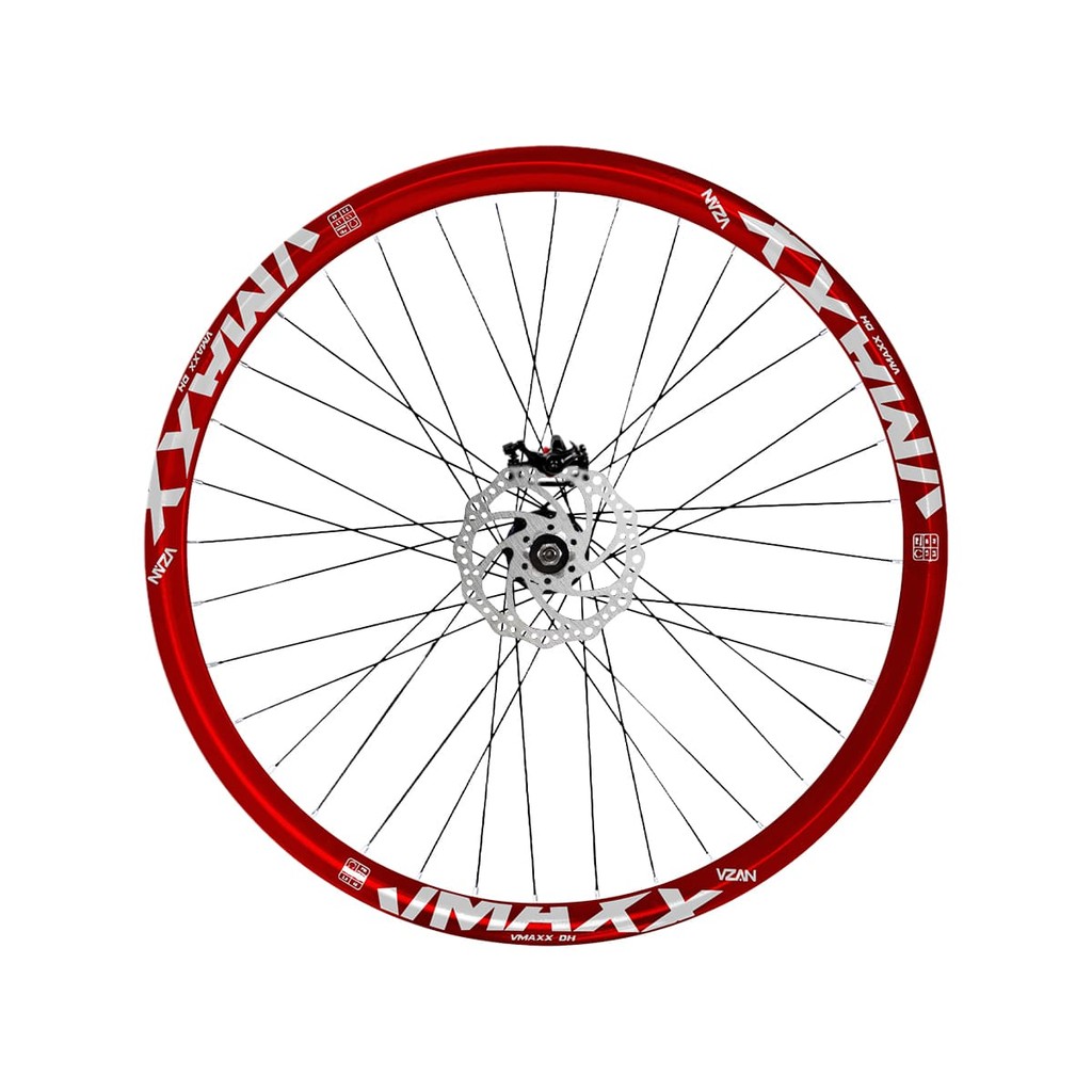 Roda Dianteira Aro 26 Vzan Vmaxx Neon Para Freio a Disco Cubo Rosca e Freio a Disco Vermelho Neon